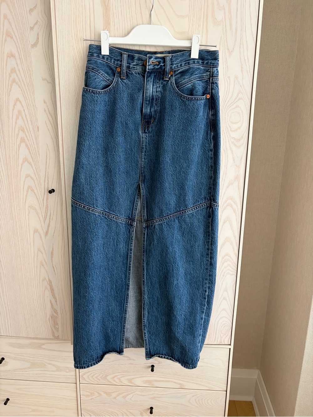Madewell Straight-Leg Blue Denim Maxi Skirt